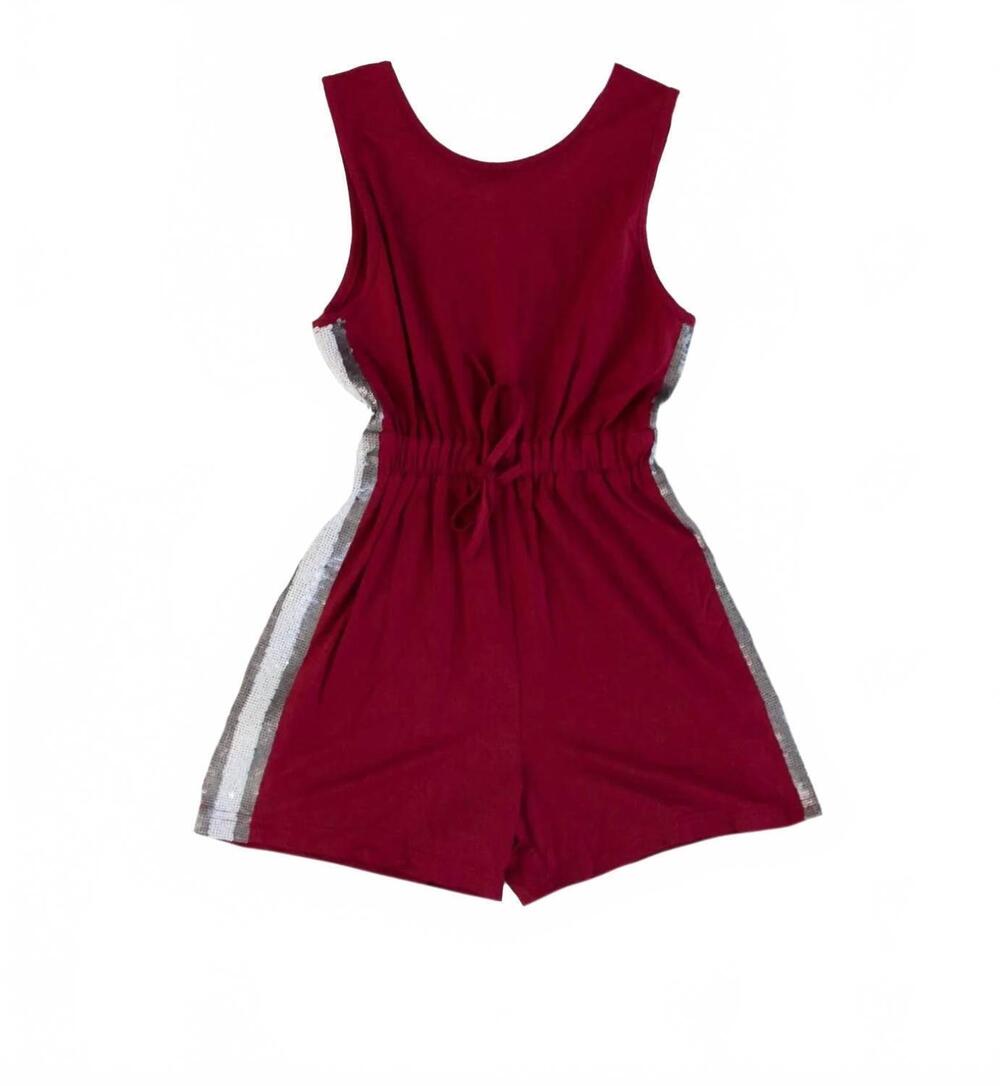 NEW BELLE CHER girl's sequin romper in maroon